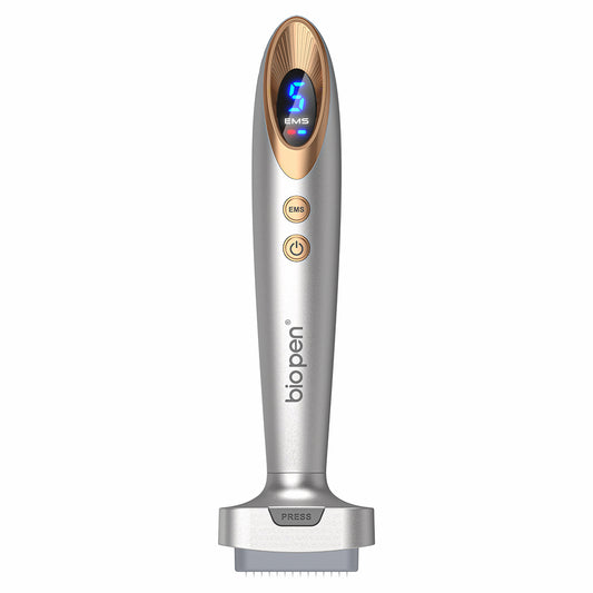 Bio Pen Bio 6 microneedling-pen med EMS og LED-display – avanceret værktøj til hudforyngelse, øget absorption og professionel ansigtsbehandling.