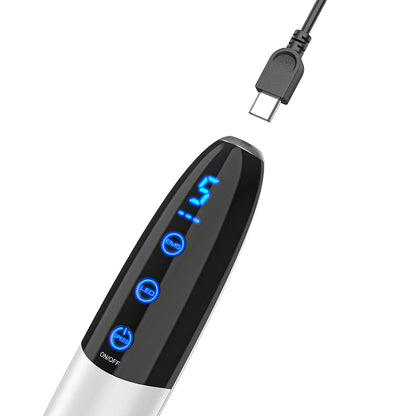 Bio Pen Q1S microneedling-pen med USB-C-opladning og belyste LED- og EMS-funktioner til avanceret hudbehandling.
