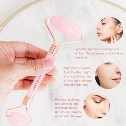Neutriherbs Rose Quartz Face Roller til ansigtsmassage, lymfedrænage og reduceret hævelse.