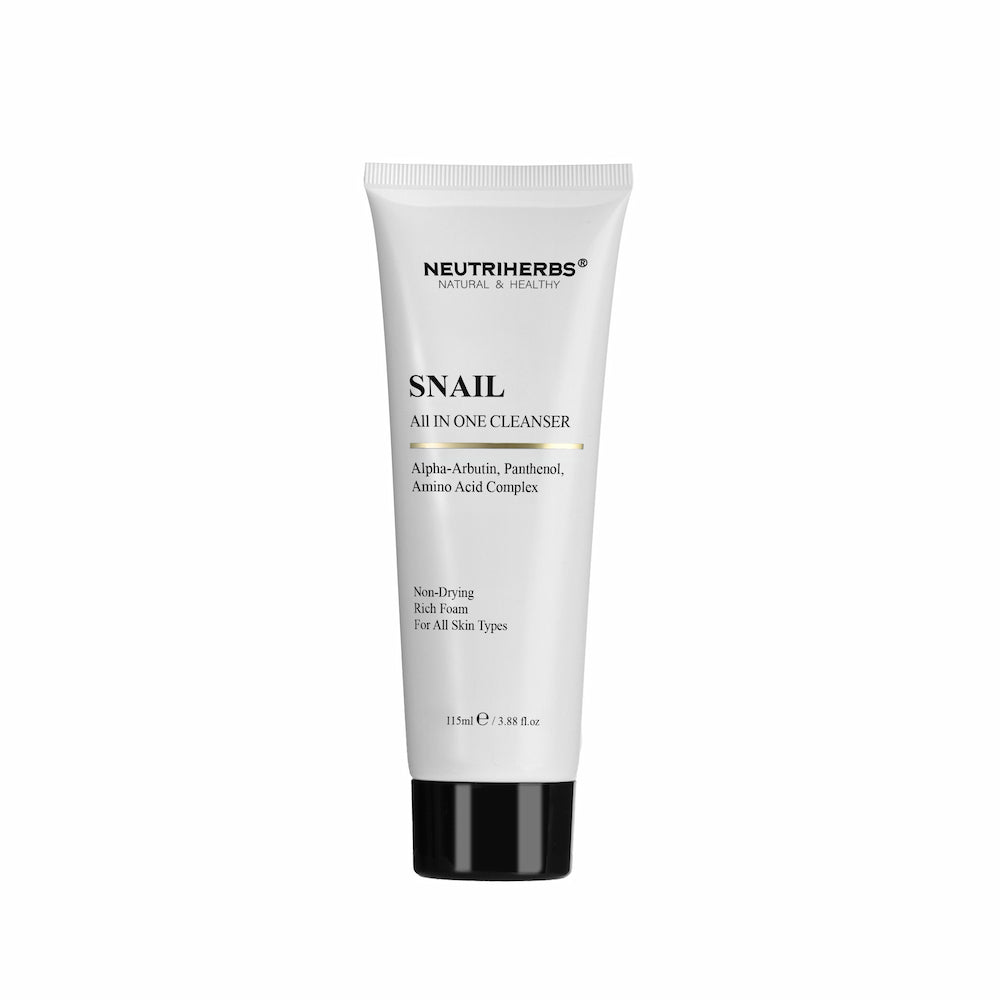 Neutriherbs Snail All In One Cleanser 115 ml – skånsom ansigtsrens med snegleekstrakt, alpha-arbutin og panthenol til alle hudtyper.