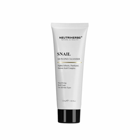 Neutriherbs Snail All In One Cleanser 115 ml – skånsom ansigtsrens med snegleekstrakt, alpha-arbutin og panthenol til alle hudtyper.